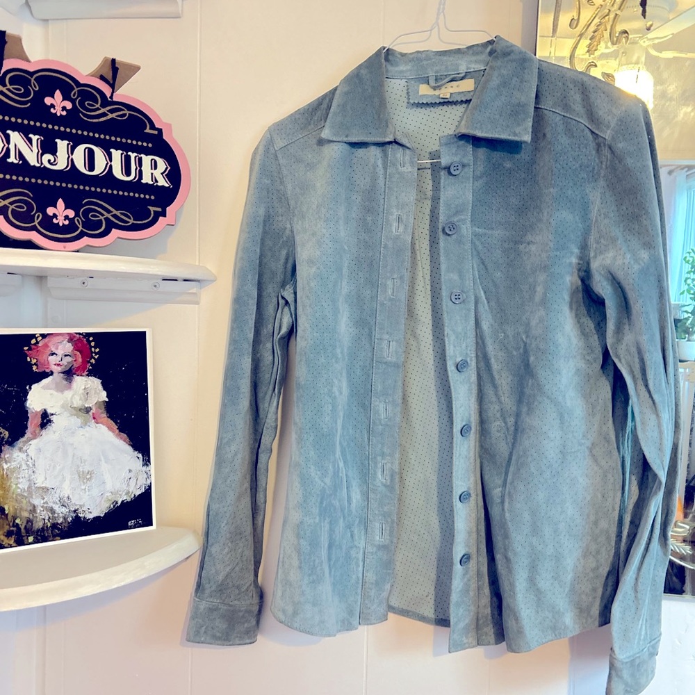 SORBÉ dusty blue suede blouse